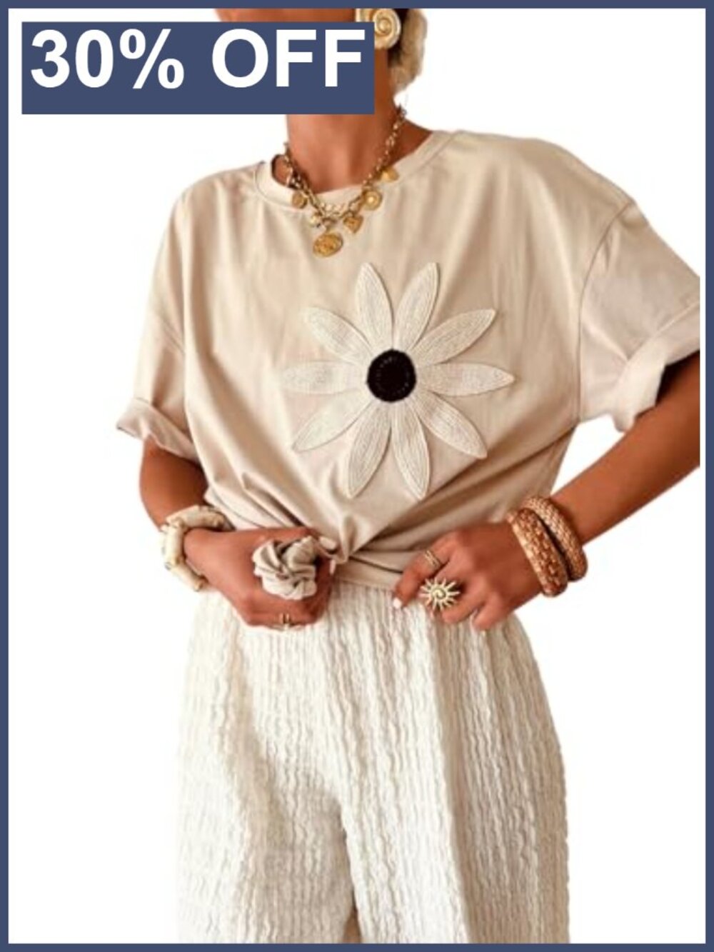 Women's Loose Fit Floral Short Sleeve Crew Neck T-Shirt Casual Beach Top